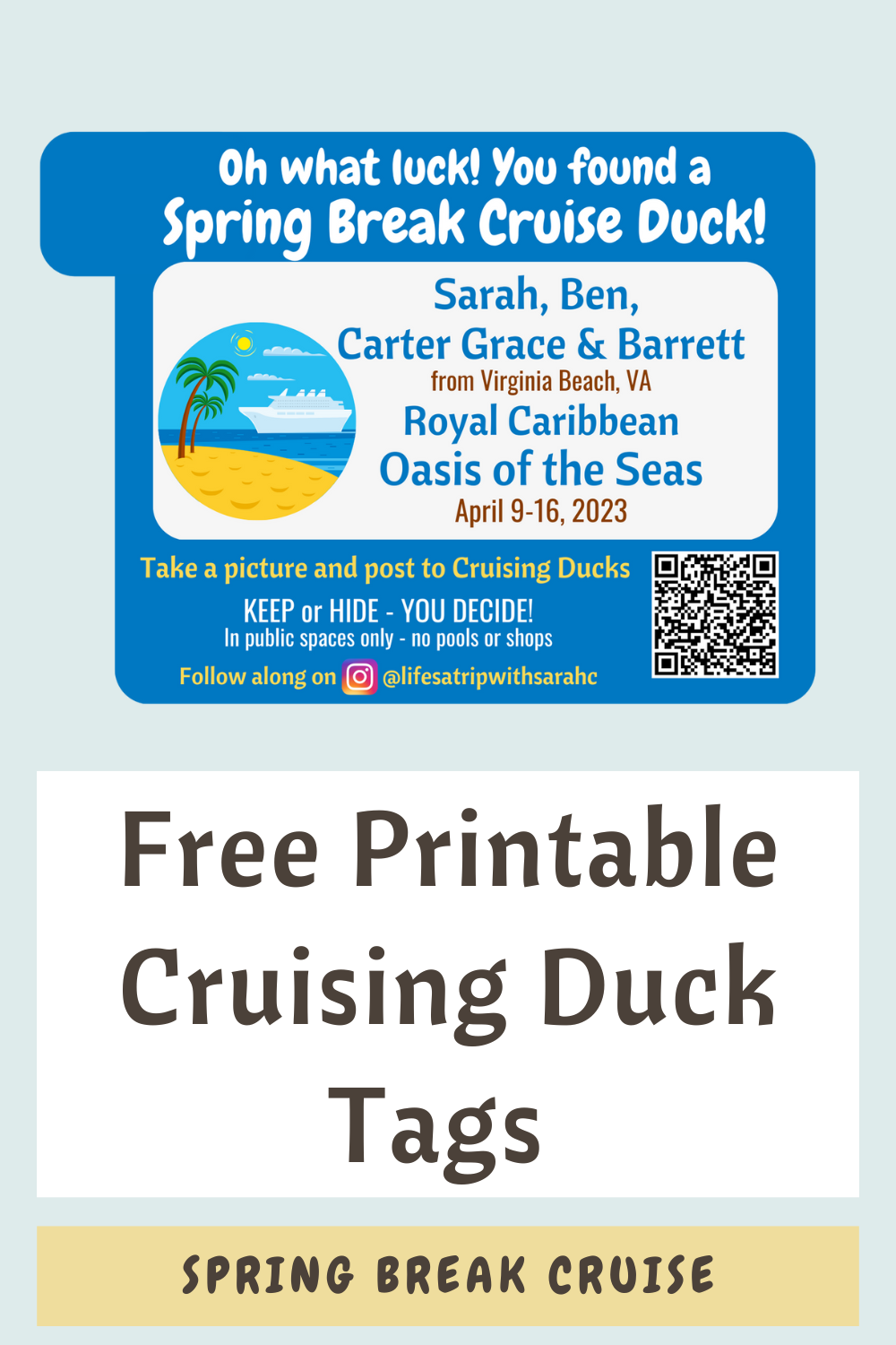 Free Printable Cruising Duck Tags