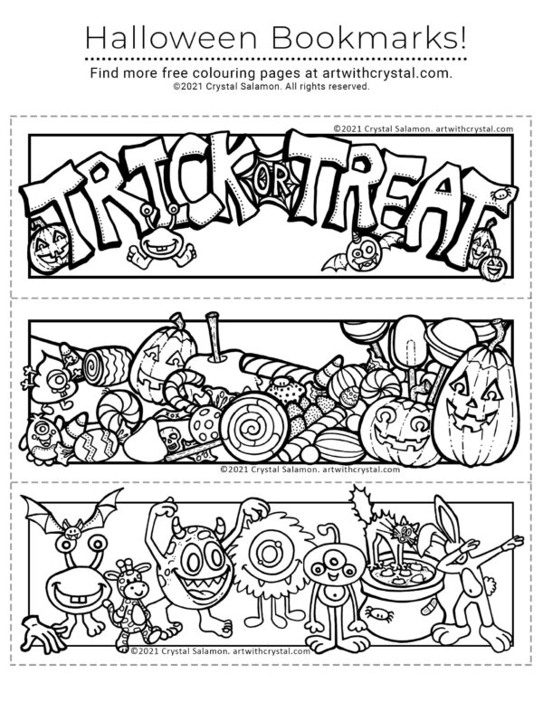 Free Printable Halloween Bookmarks To Color