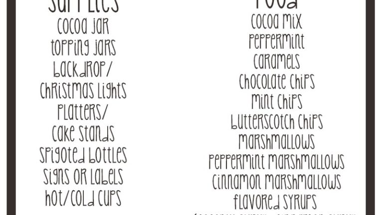 Free Printable Hot Chocolate Bar Signs