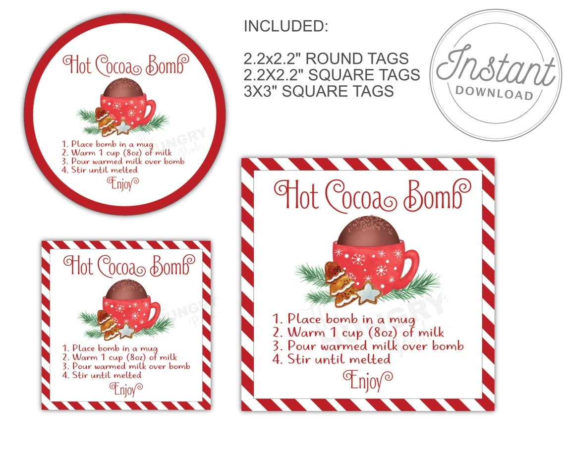 Free Printable Hot Cocoa Bomb Tags