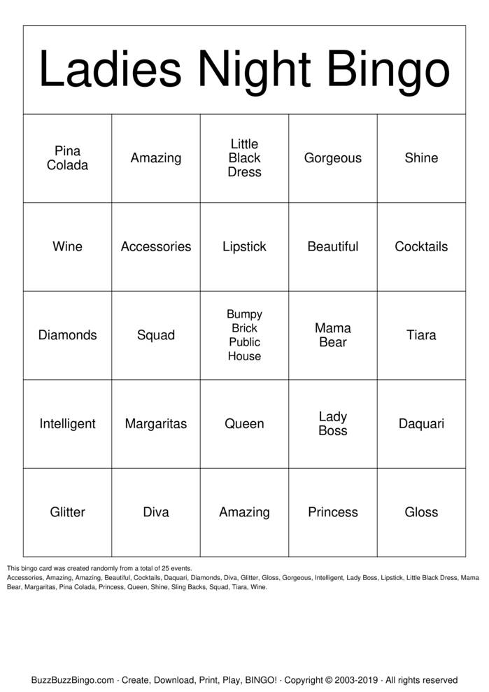 Free Printable Ladies Night Games