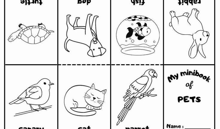 Free Printable Mini Coloring Book With Vocabulary Pets Party For Kids