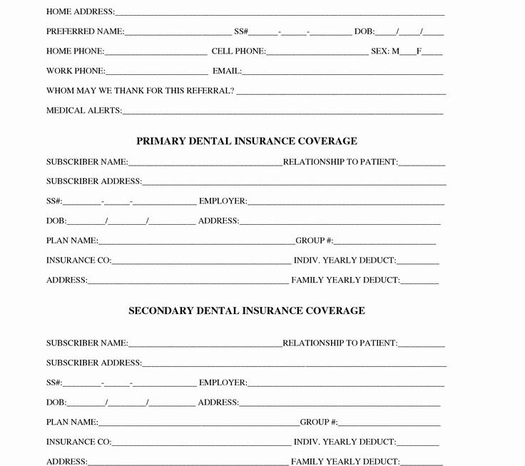 Free Printable New Patient Dental Forms Printable Word Searches