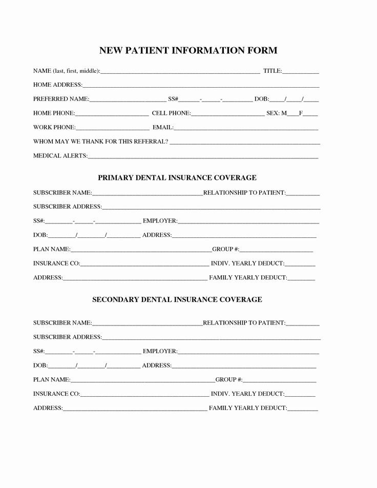 Free Printable New Patient Dental Forms Printable Word Searches