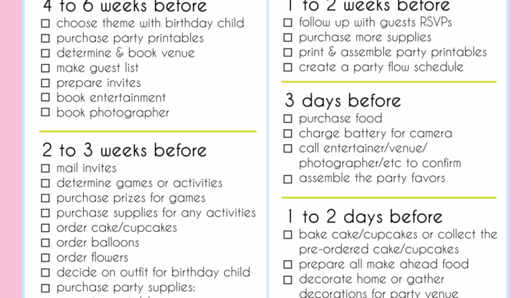 FREE Printable Party Checklist Birthday Party Checklist Party
