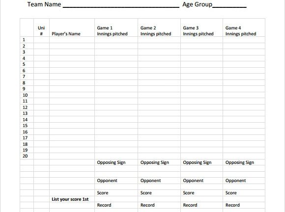Free Printable Pitching Chart Pdf Printable Templates Protal
