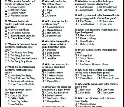 Free Printable Super Bowl Games