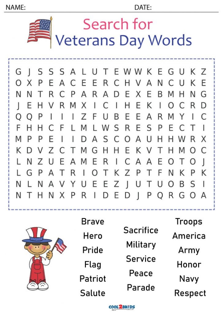 Free Printable Veterans Day Word Search