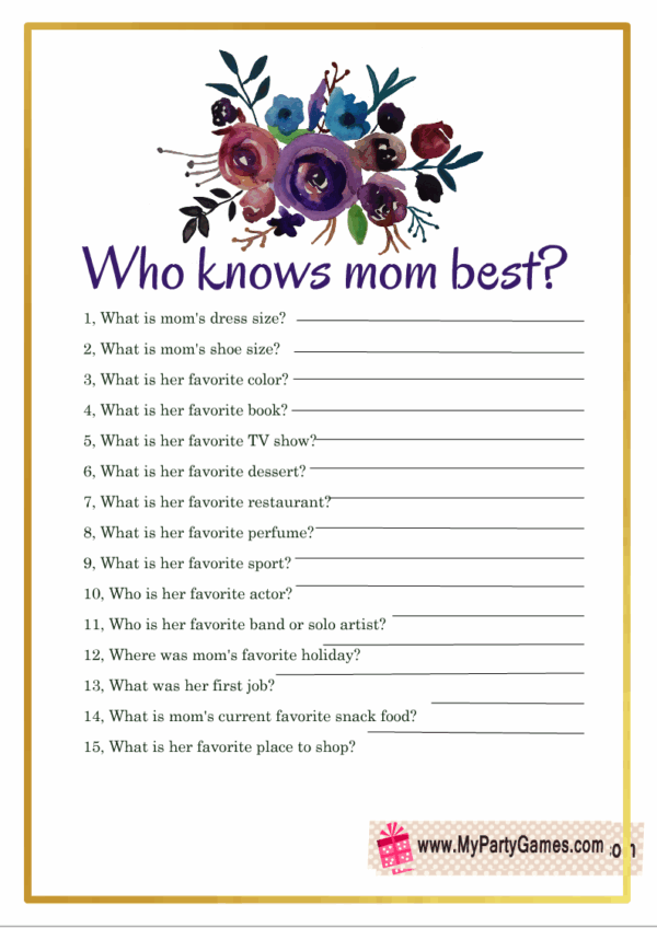 Mother’S Day Games Printable