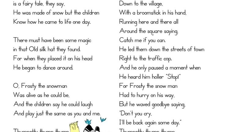 Frosty The Snowman Lyrics Christmas Lyrics Christmas Songs For Kids