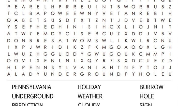 Groundhog Day Word Search Printable