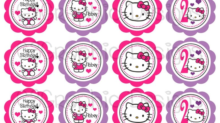 Hello Kitty Cupcake Toppers Printable