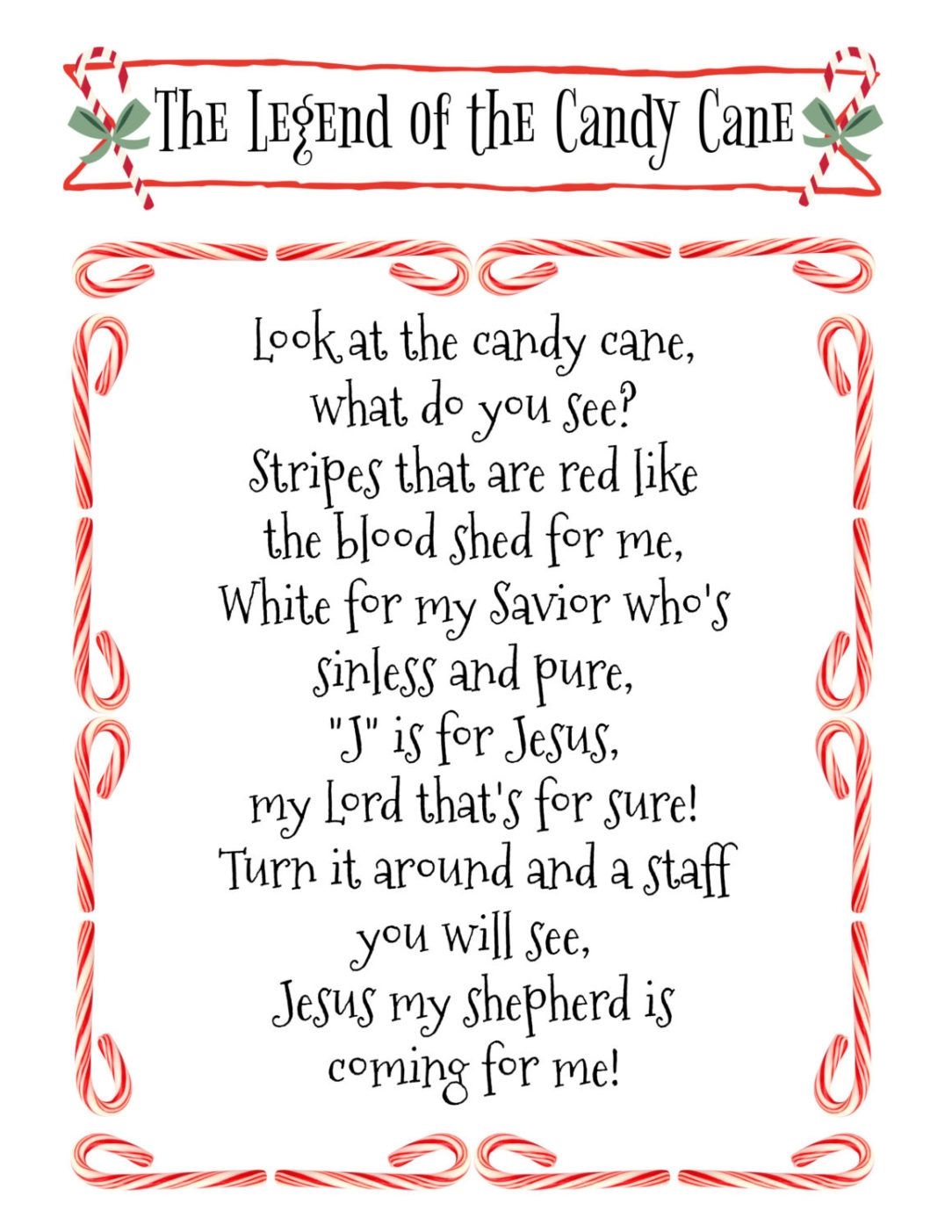 Candy Cane Story Printable Free
