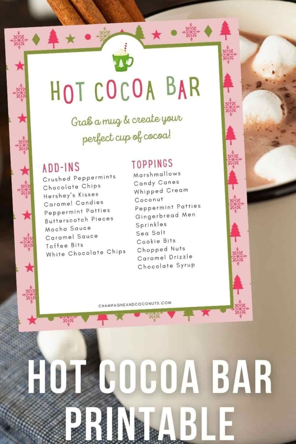 Hot Cocoa Bar Free Printables