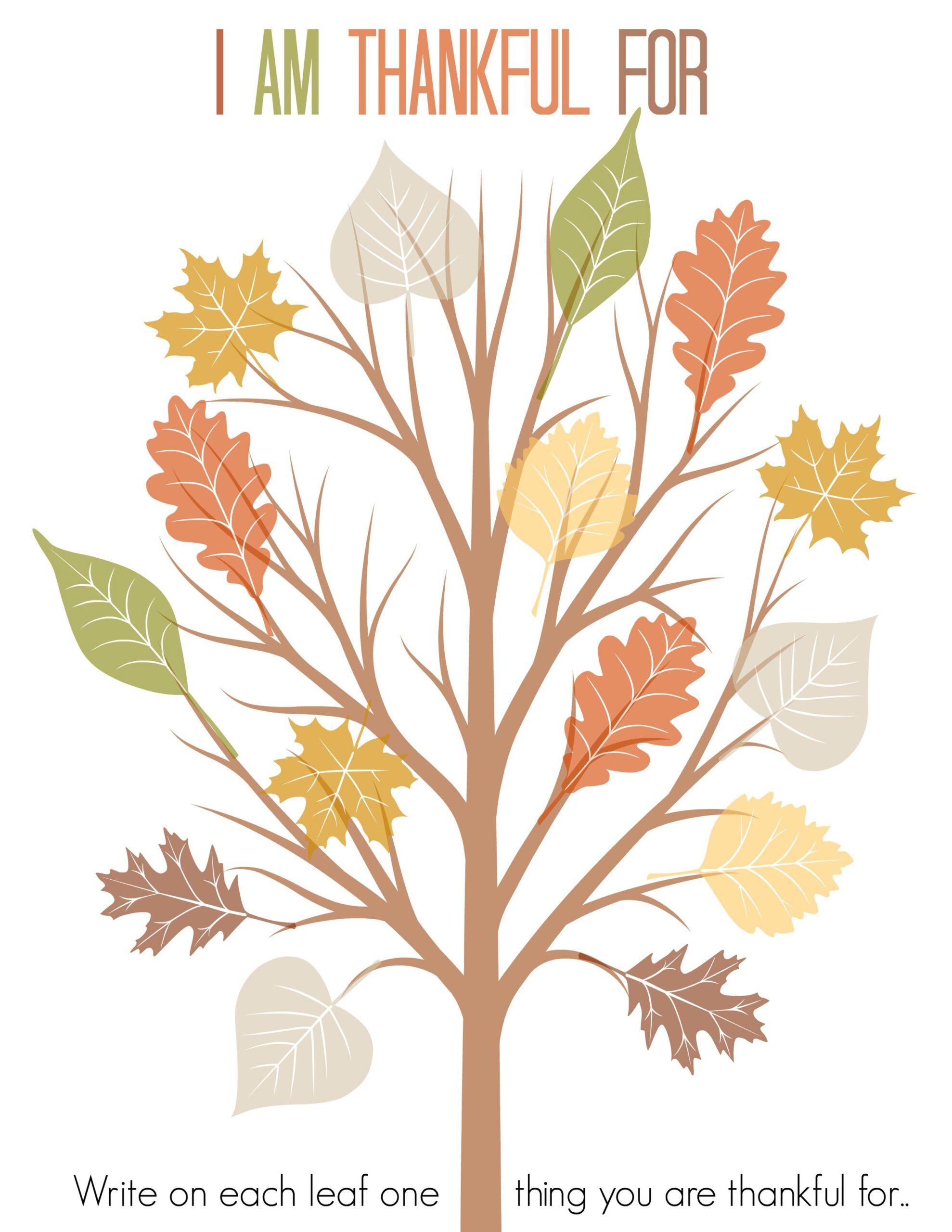 I Am Thankful For Printable Leaves