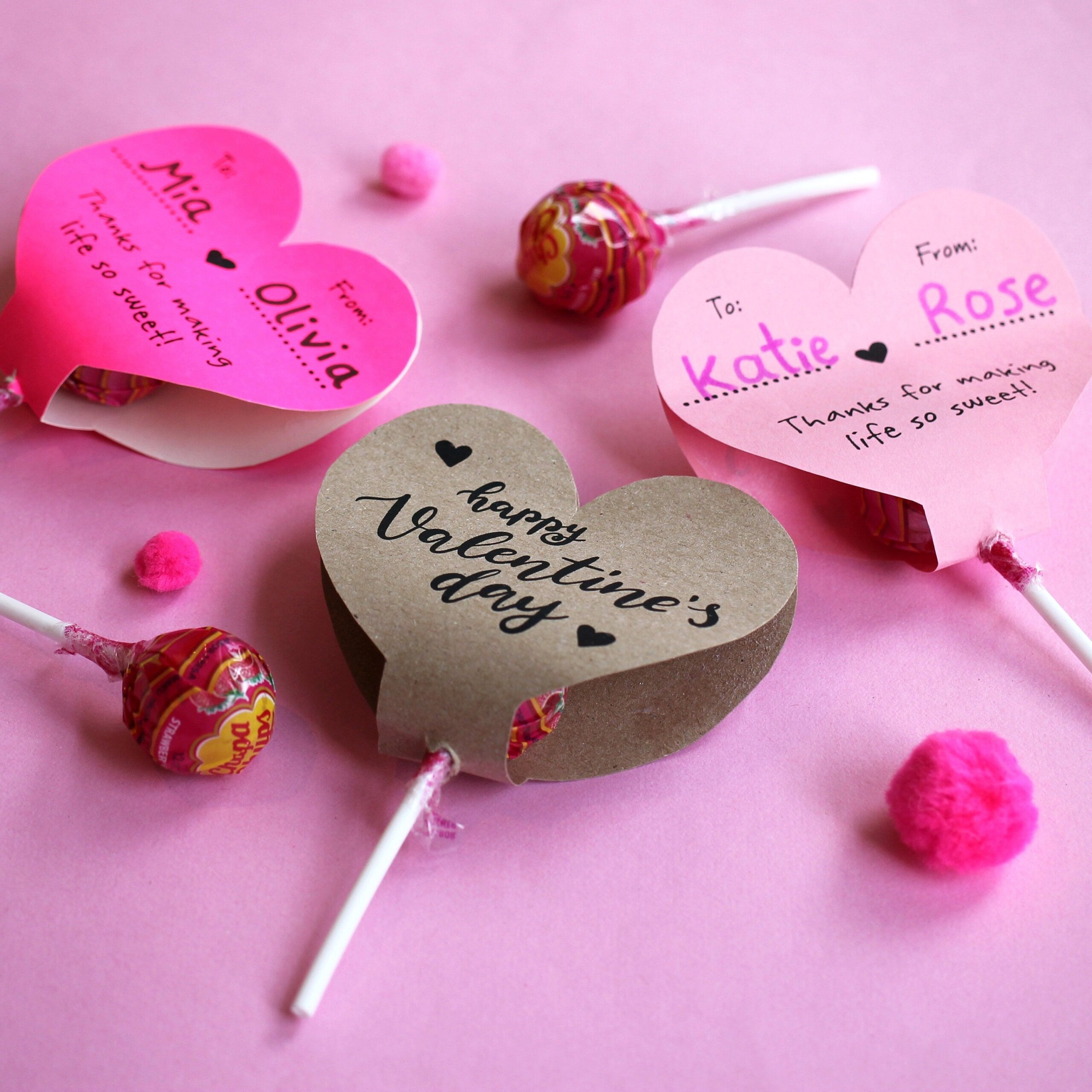 Kids Craft Valentines Day Lollipop Gift Tag Heart Lollipop Holder