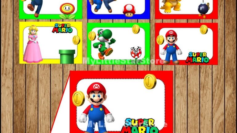 Mario Bros Food Labels Printable Mario Bros Food Tent Cards Super