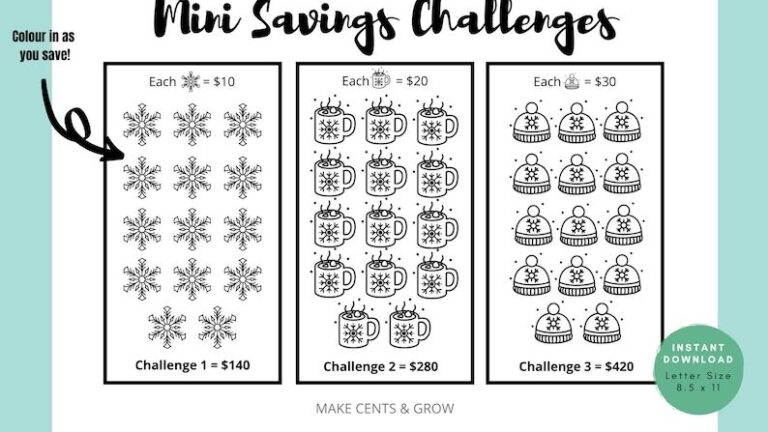 Mini Savings Challenge Winter Money Challenge PDF Money Saving Tracker