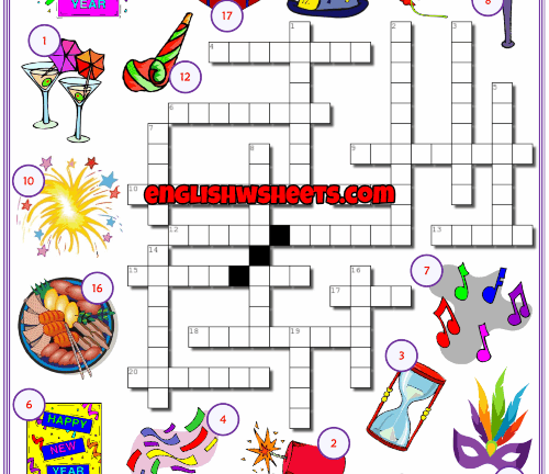 New Year Crossword Puzzle Printable Agc