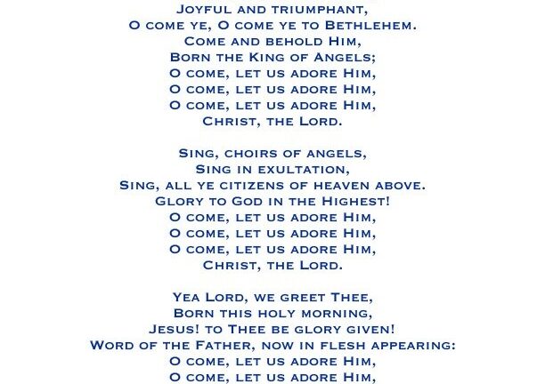 O Come All Ye Faithful Lyrics Printable Free