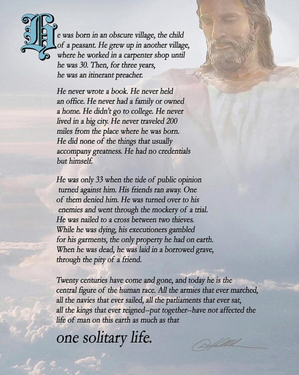 One Solitary Life Poem Printable
