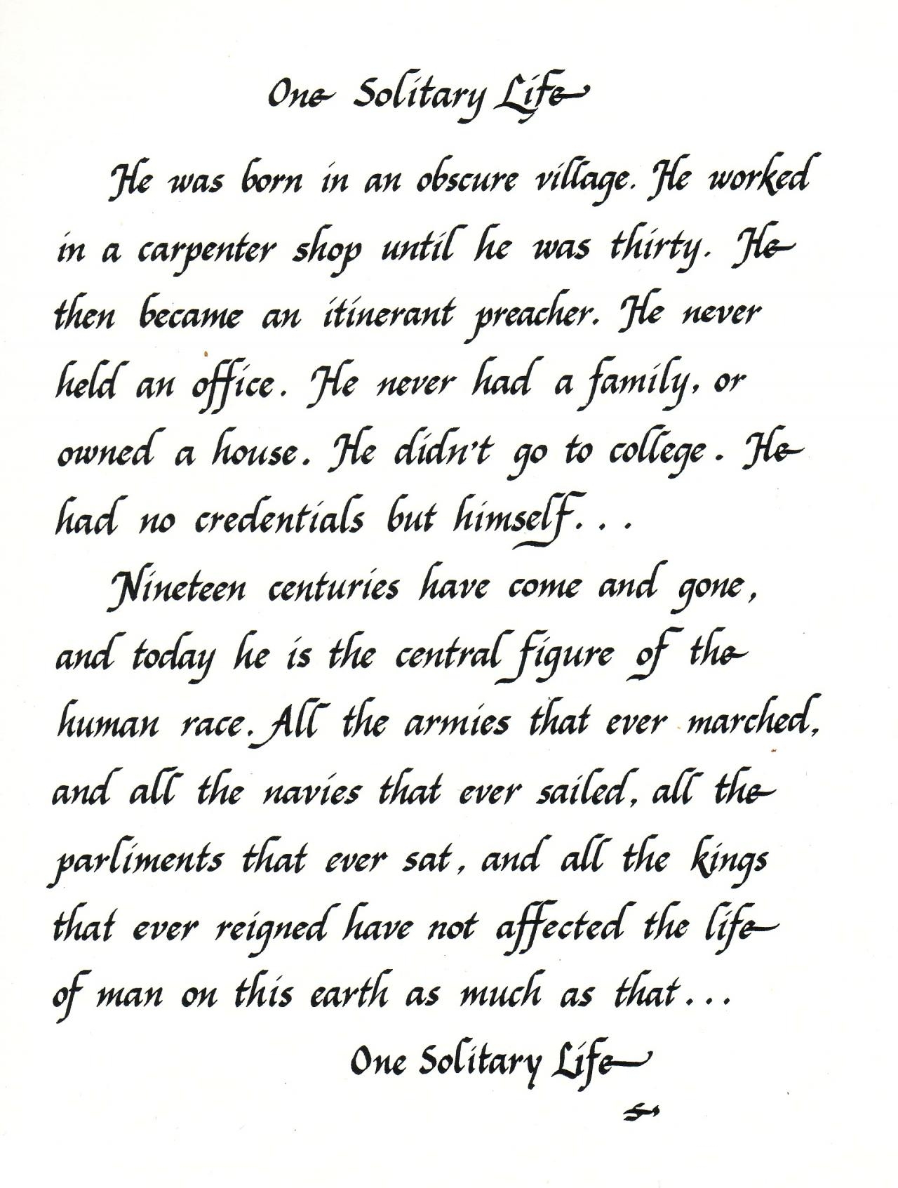One Solitary Life Poem Printable