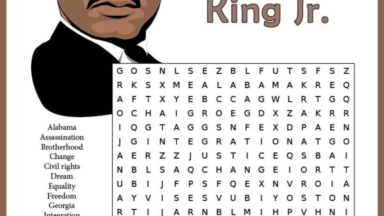 Pass Out MARTIN LUTHER KING JR WORD SEARCH PUZZLES For Your Nursing