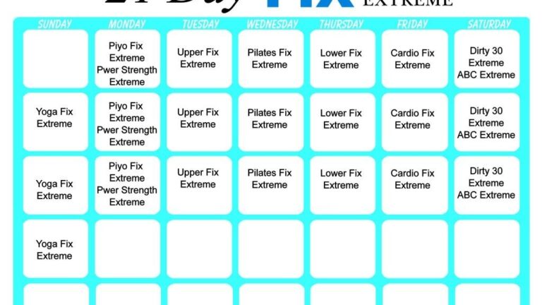 Printable 21 Day Fix Calendar