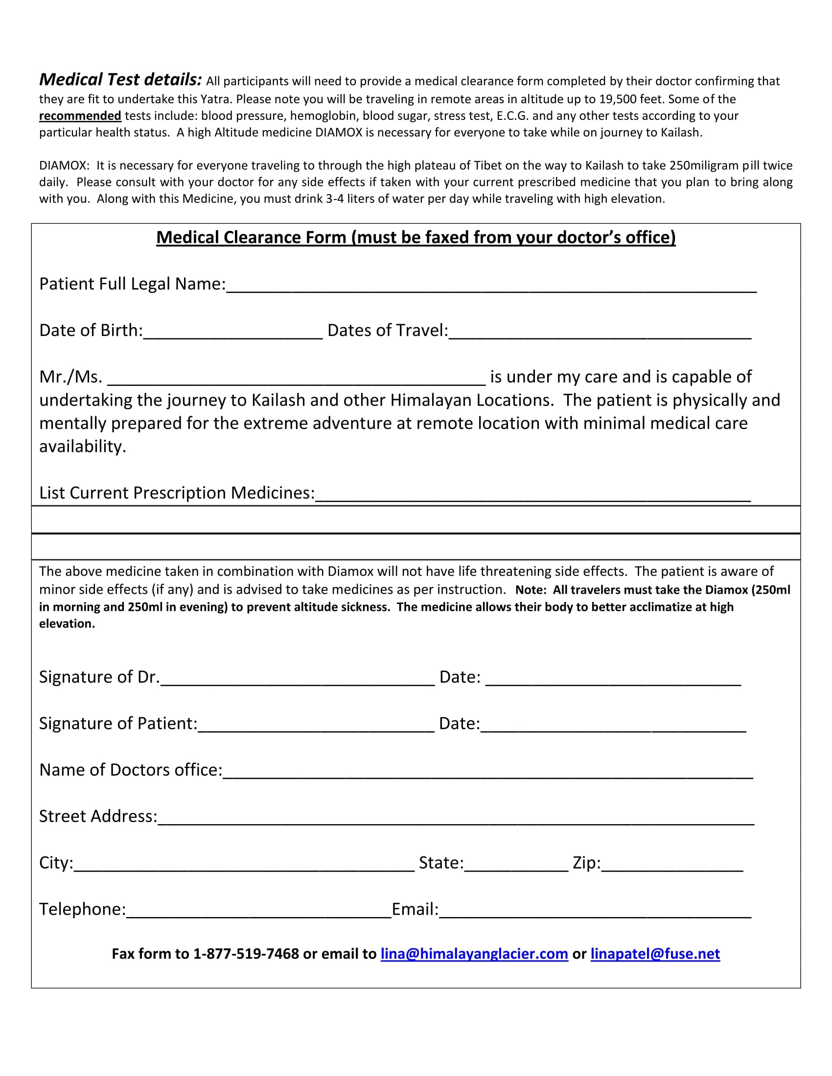Printable Medical Clearance Form For Dental Treatment
