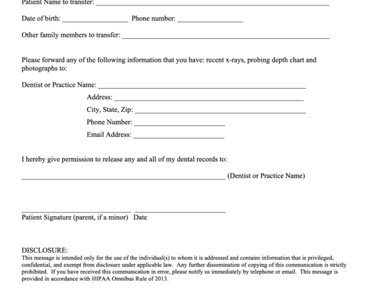 Printable Dental Records Release Form Printable Word Searches