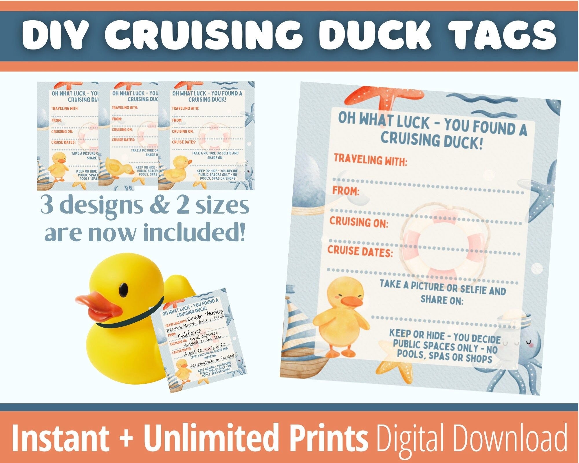 Printable Editable Free Printable Cruising Duck Tags Printable