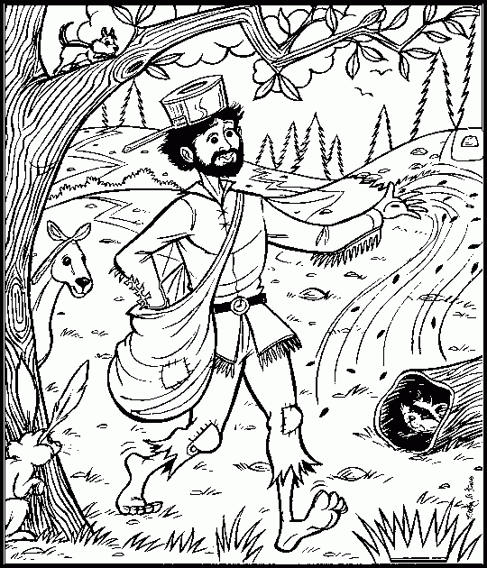 Printable Johnny Appleseed Coloring Page Johnny Appleseed Coloring Page