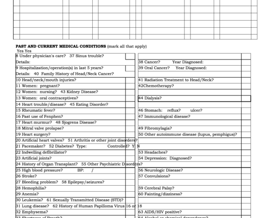 Printable Medical History Form For Dental Office
