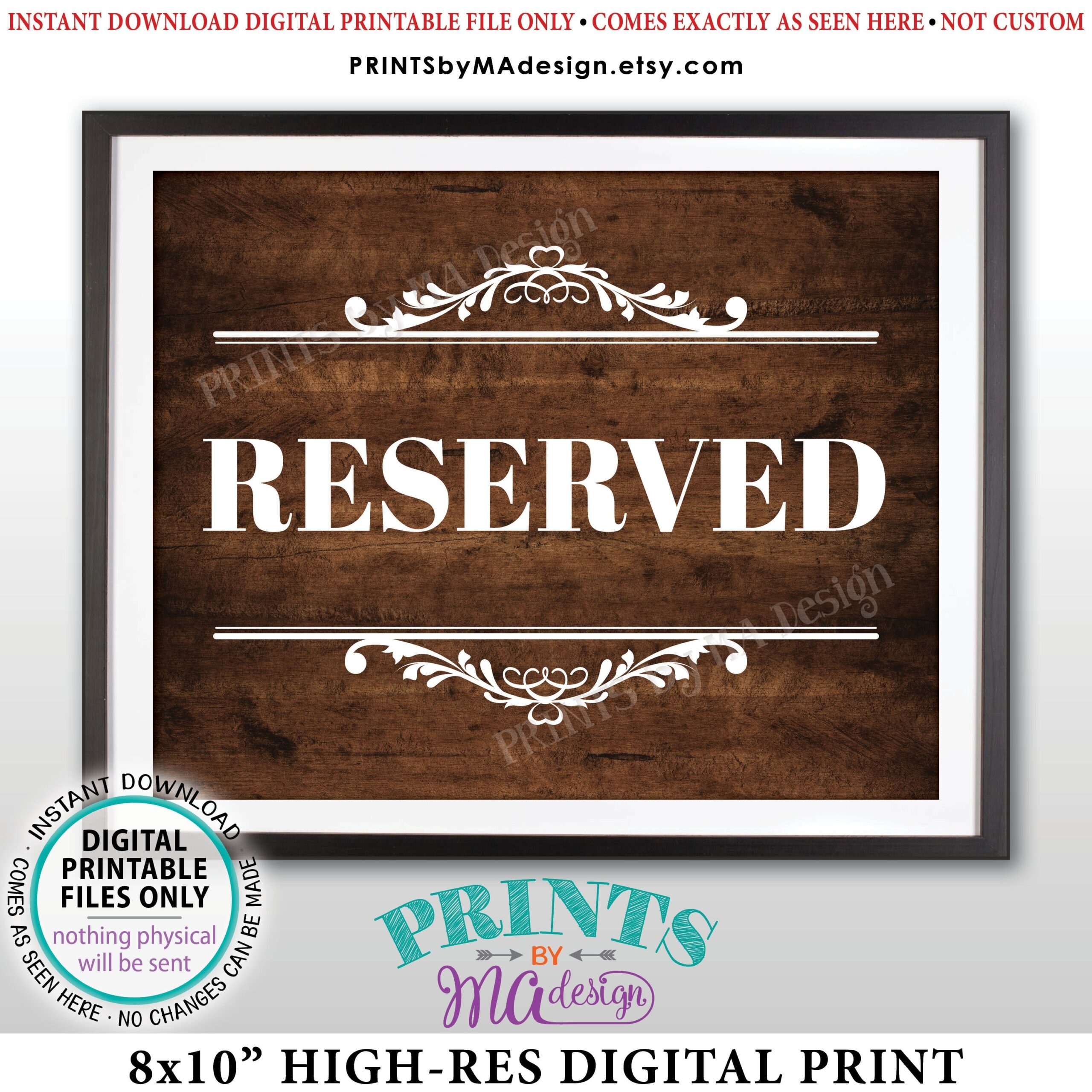 Printable Reserved Sign For Table