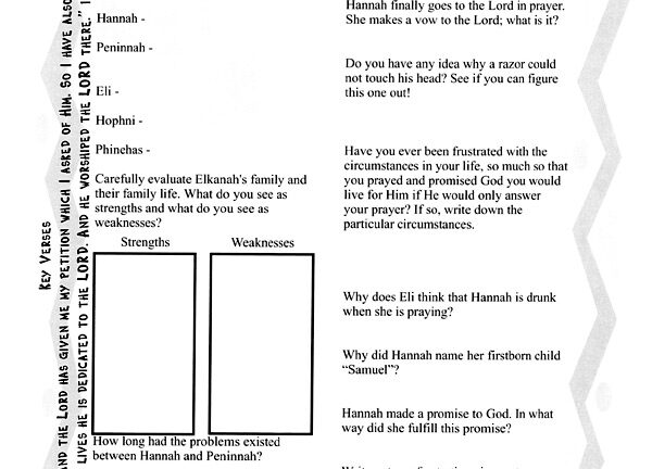 Printable Samuel Bible Story Activities