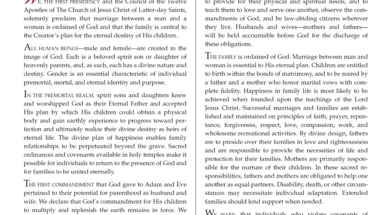 Proclamation On The Family Printable Printable Templates Protal