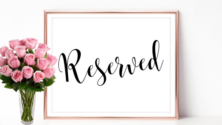 Reserved Signs For Tables Printable