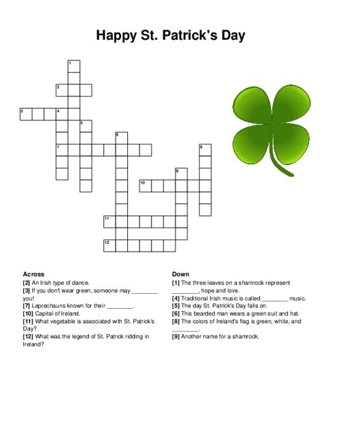 Saint Patrick Crossword Puzzle