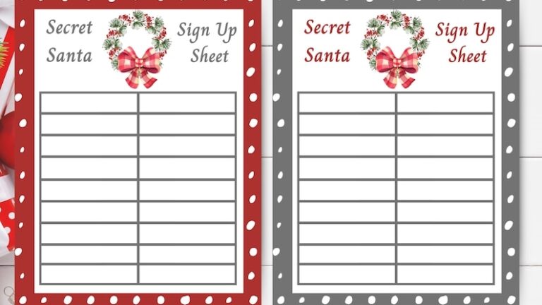 Secret Santa Printable Sign Up Sheet Christmas Gift Exchange Etsy