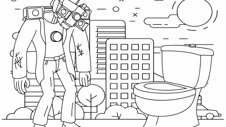 Skibidi Toilet And Titan Cameraman Coloring Page Printable Coloring