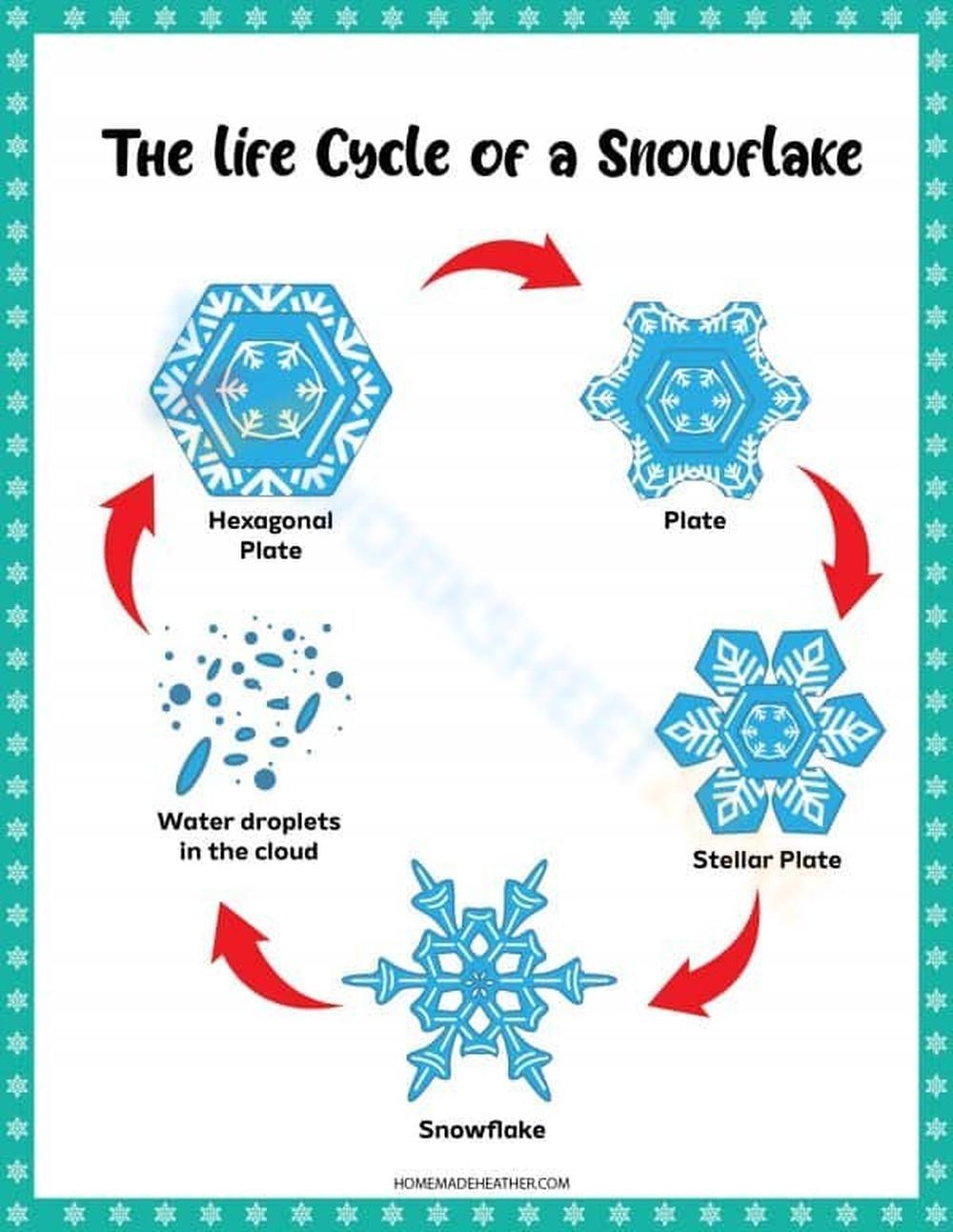 Snowflake Tracing Winter Words Worksheet Free Printable PDF For Kids