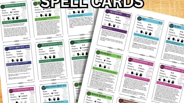 SORCERER Spell Cards For DnD 5e Form Fillable PDFs Included 44 OFF