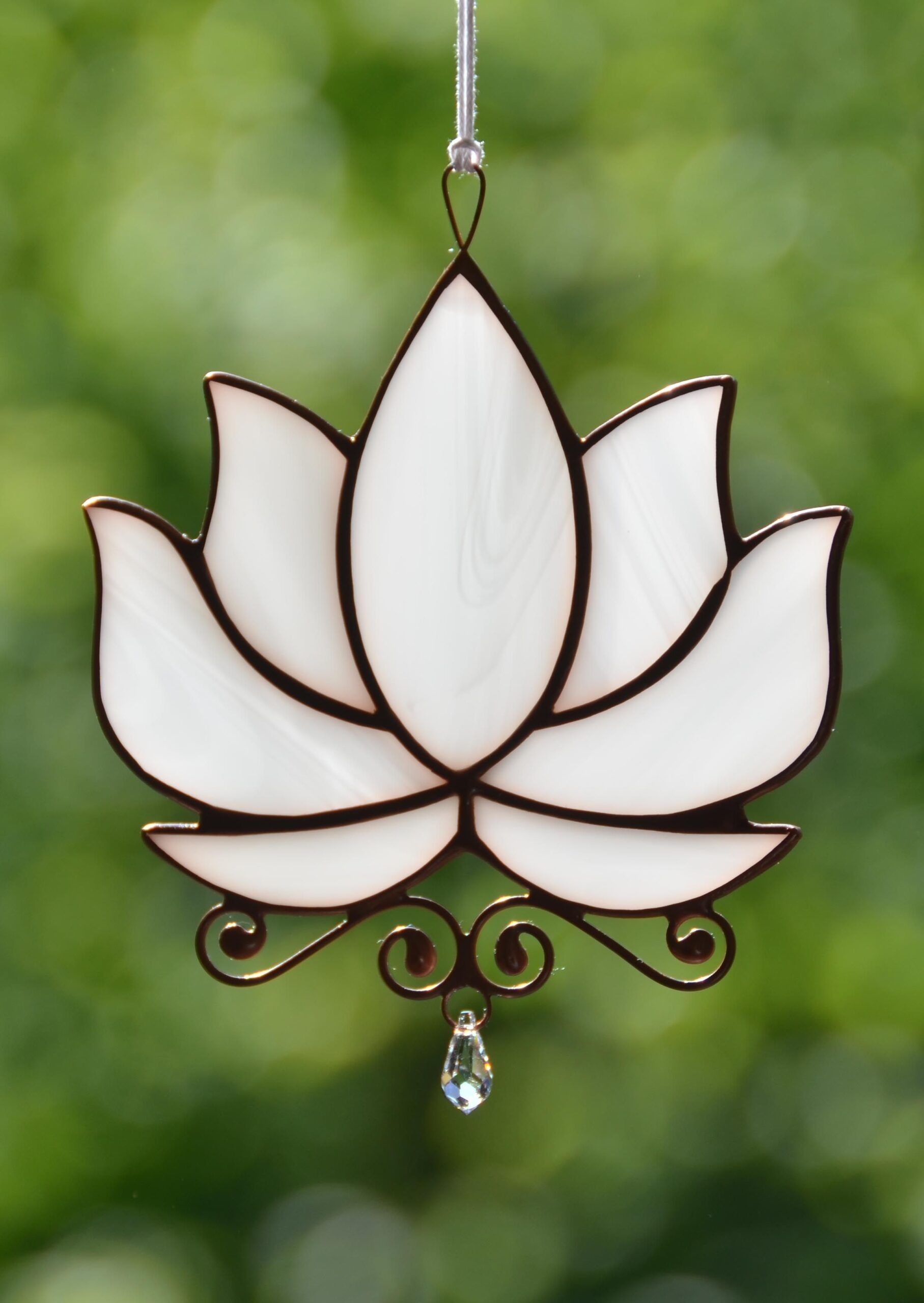 Stained Glass Lotus Flower Crystal Suncatcher Water Lily Hanging