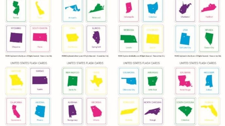 States And Capitals Flashcards Printables