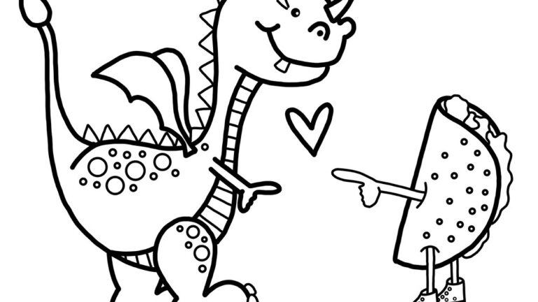 Tacos Love Dragons Coloring Coloring Nation