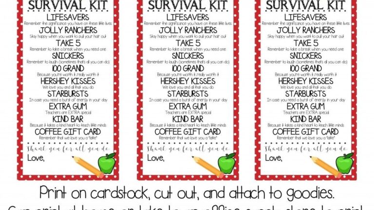 Teacher Survival Kit Free Printable Free Printable