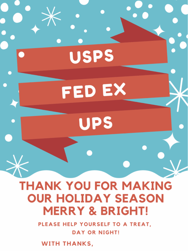 Thank You Delivery Drivers Sign Printable Free
