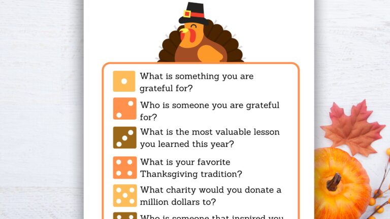 Thanksgiving Gratitude Game Thanksgiving Dice Game Thanksgiving Party