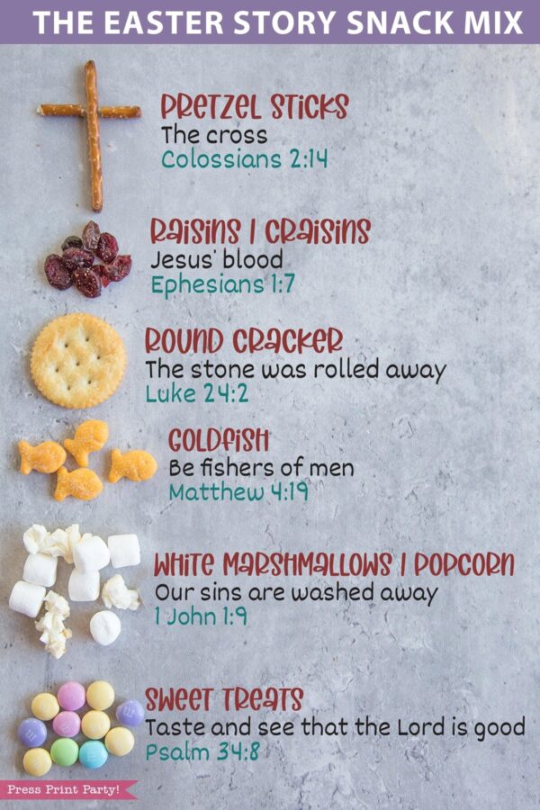 Easter Story Snack Mix Printable