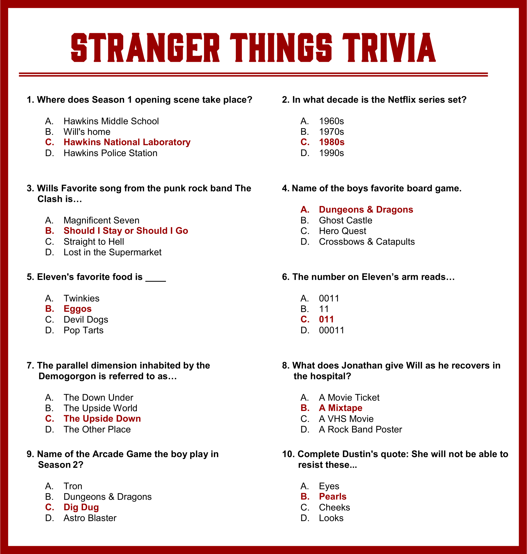 Trivia Questions 2024 Pop Culture Sal Lesley